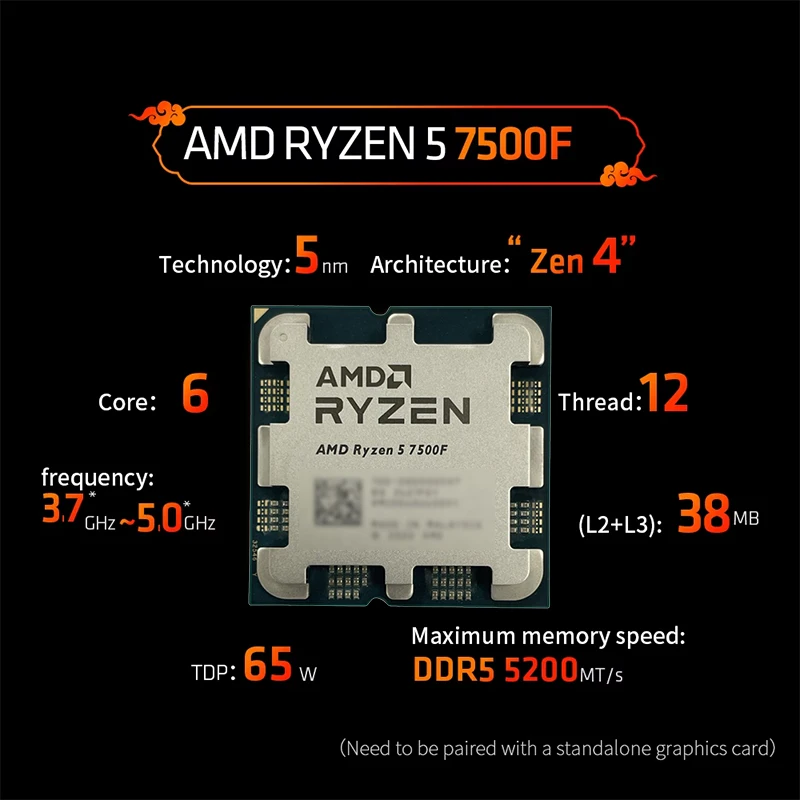 AMD Ryzen 5 7500F AM5 5nm Gami - Pc Gaming Ddr5 recension och pris